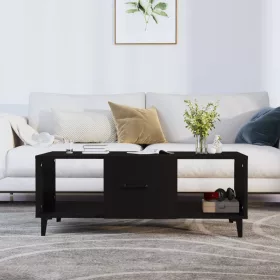 Fekete szerelt fa dohányzóasztal 102 x 50 x 40 cm