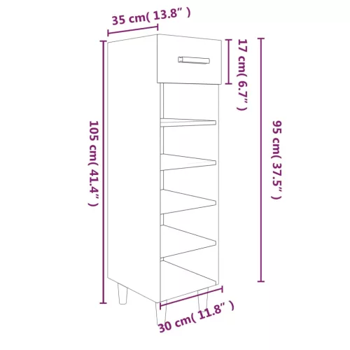 Betonszürke szerelt fa cipősszekrény 30 x 35 x 105 cm