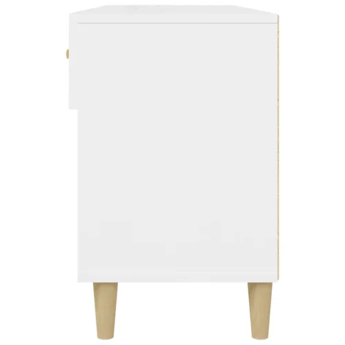 Magasfényű fehér szerelt fa cipőszekrény 102x35x55 cm