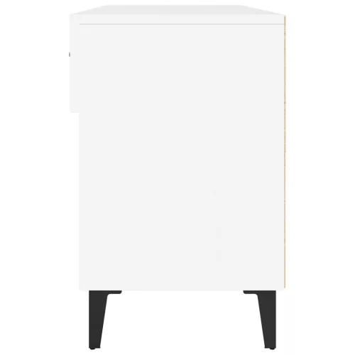 Magasfényű fehér szerelt fa cipőszekrény 102x35x55 cm