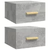 2 db betonszürke falra szerelhető éjjeliszekrény 35x35x20 cm