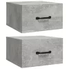 2 db betonszürke falra szerelhető éjjeliszekrény 35x35x20 cm