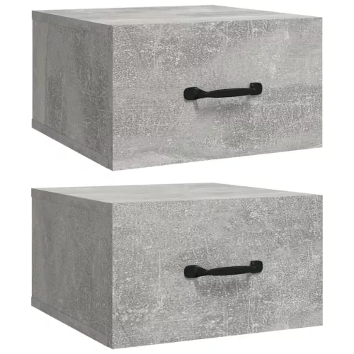 2 db betonszürke falra szerelhető éjjeliszekrény 35x35x20 cm