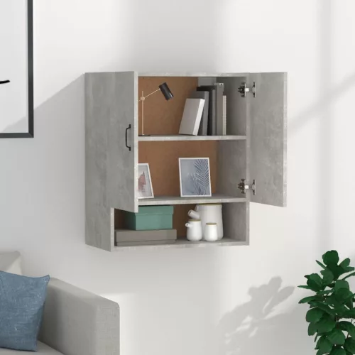 Betonszürke szerelt fa faliszekrény 60 x 31 x 70 cm