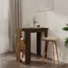 Füstös tölgy színű szerelt fa bárasztal polccal 102x50x103,5 cm