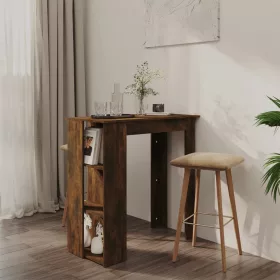   Füstös tölgy színű szerelt fa bárasztal polccal 102x50x103,5 cm