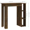 Füstös tölgy színű szerelt fa bárasztal polccal 102x50x103,5 cm