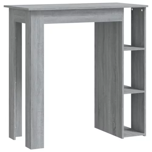 Szürke sonoma szerelt fa bárasztal polccal 102 x 50 x 103,5 cm