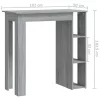 Szürke sonoma szerelt fa bárasztal polccal 102 x 50 x 103,5 cm