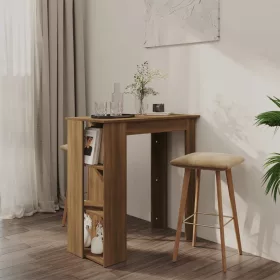   Barna tölgy színű szerelt fa bárasztal polccal 102x50x103,5 cm