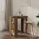 Barna tölgy színű szerelt fa bárasztal polccal 102x50x103,5 cm