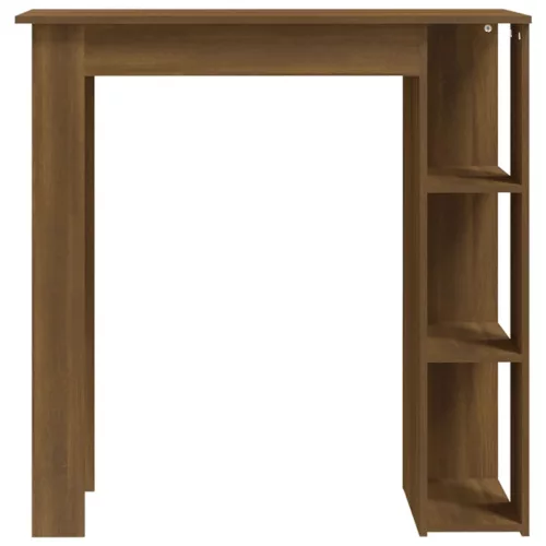 Barna tölgy színű szerelt fa bárasztal polccal 102x50x103,5 cm