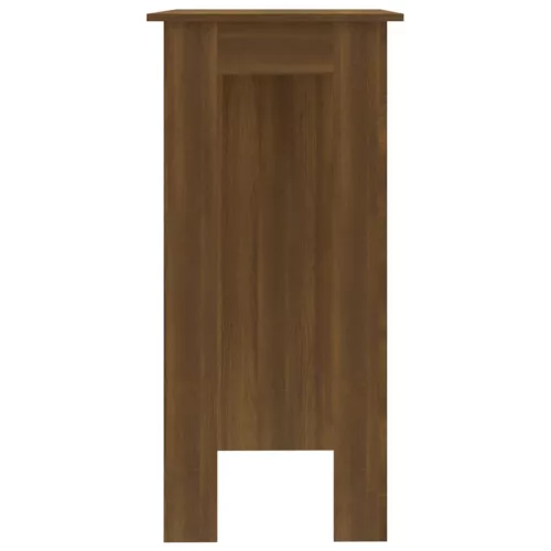 Barna tölgy színű szerelt fa bárasztal polccal 102x50x103,5 cm