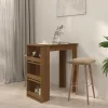 Barna tölgy színű bárasztal tárolópolccal 102 x 50 x 103,5 cm