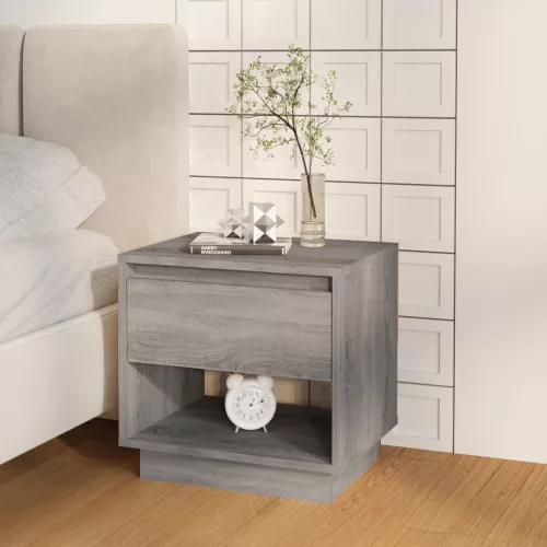 2 db szürke sonoma színű szerelt fa éjjeliszekrény 45x34x44 cm