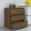 Barna tölgyszínű szerelt fa tálalószekrény 70x41x75 cm
