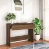 Barna tölgyszínű szerelt fa dohányzóasztal 100x35x76,5 cm