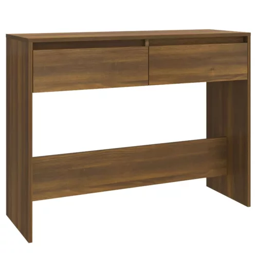 Barna tölgyszínű szerelt fa dohányzóasztal 100x35x76,5 cm