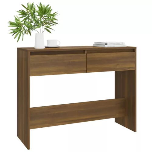 Barna tölgyszínű szerelt fa dohányzóasztal 100x35x76,5 cm