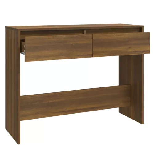 Barna tölgyszínű szerelt fa dohányzóasztal 100x35x76,5 cm