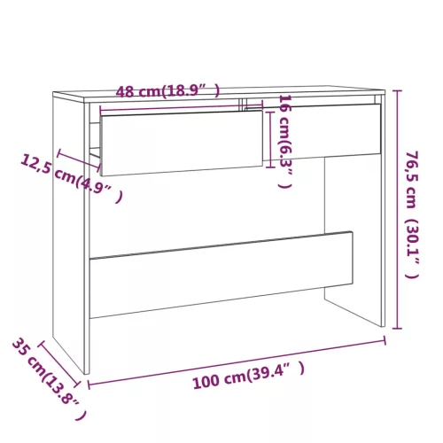 Barna tölgyszínű szerelt fa dohányzóasztal 100x35x76,5 cm