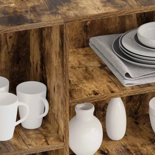 Füstös tölgy színű szerelt fa tálalószekrény 60 x 35 x 70 cm