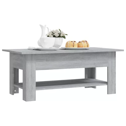 Szürke sonoma színű szerelt fa dohányzóasztal 102 x 55 x 42 cm