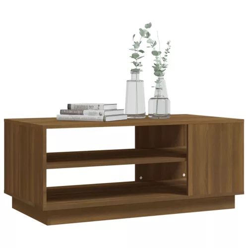 Barna tölgyszínű szerelt fa dohányzóasztal 102x55x43 cm