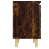 Füstös tölgy színű éjjeliszekrény tömör fa lábakkal 40x30x50 cm