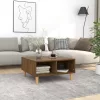 Barna tölgyszínű szerelt fa dohányzóasztal 60 x 60 x 30 cm