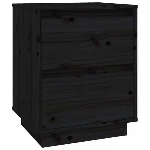 2 db fekete tömör fenyőfa éjjeliszekrény 40 x 35 x 50 cm
