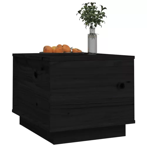 Fekete tömör fenyőfa dohányzóasztal 40x50x35 cm