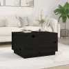 Fekete tömör fenyőfa dohányzóasztal 60x50x35 cm