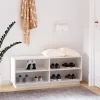 Fehér tömör fenyőfa cipőszekrény 110 x 34 x 45 cm