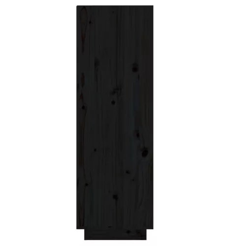 Fekete tömör fenyőfa cipőszekrény 34 x 30 x 105 cm