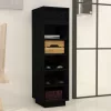 Fekete tömör fenyőfa cipőszekrény 34 x 30 x 105 cm