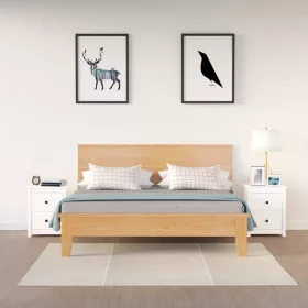   Fehér 2 darab tömör fenyőfa éjjeliszekrény 50x35x61,5 cm