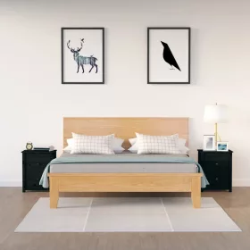   2 darab fekete tömör fenyőfa éjjeliszekrény 50x35x61,5 cm
