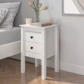 Fehér tömör fenyőfa éjjeliszekrény 40 x 35 x 61,5 cm