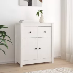 Fehér tömör fenyőfa tálalószekrény 70 x 35 x 80 cm