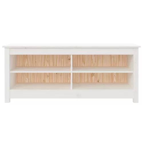 Fehér tömör fenyőfa cipőtároló pad 110 x 38 x 45,5 cm