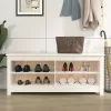 Fehér tömör fenyőfa cipőtároló pad 110 x 38 x 45,5 cm