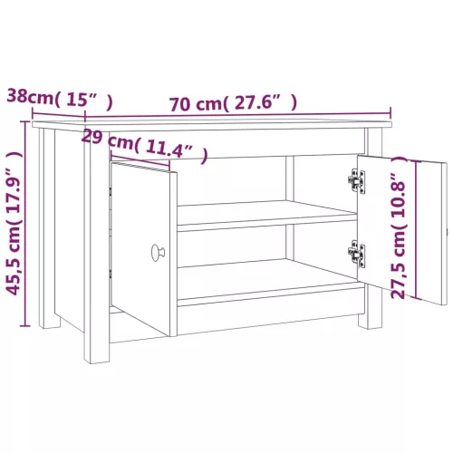 Tömör fenyőfa cipősszekrény 70 x 38 x 45,5 cm