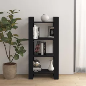   Fekete tömör fa könyvszekrény/térelválasztó 60 x 35 x 125 cm