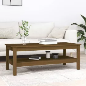 Mézbarna tömör fenyőfa dohányzóasztal 110 x 50 x 40 cm