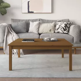   Mézbarna tömör fenyőfa dohányzóasztal 100 x 100 x 40 cm