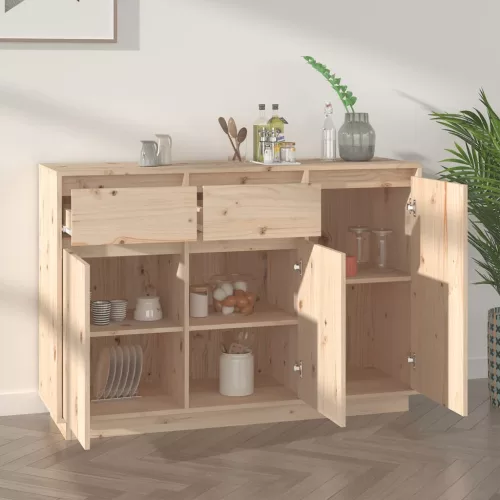 Tömör fenyőfa tálalószekrény 110 x 34 x 75 cm