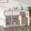 Fehér tömör fenyőfa tálalószekrény 110 x 34 x 75 cm