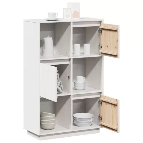 Fehér tömör fenyőfa magasszekrény 74x35x117 cm