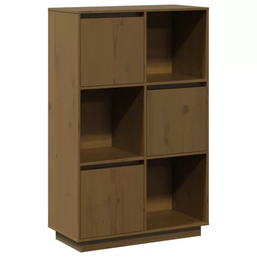 Mézbarna tömör fenyőfa magasszekrény 74x35x117 cm